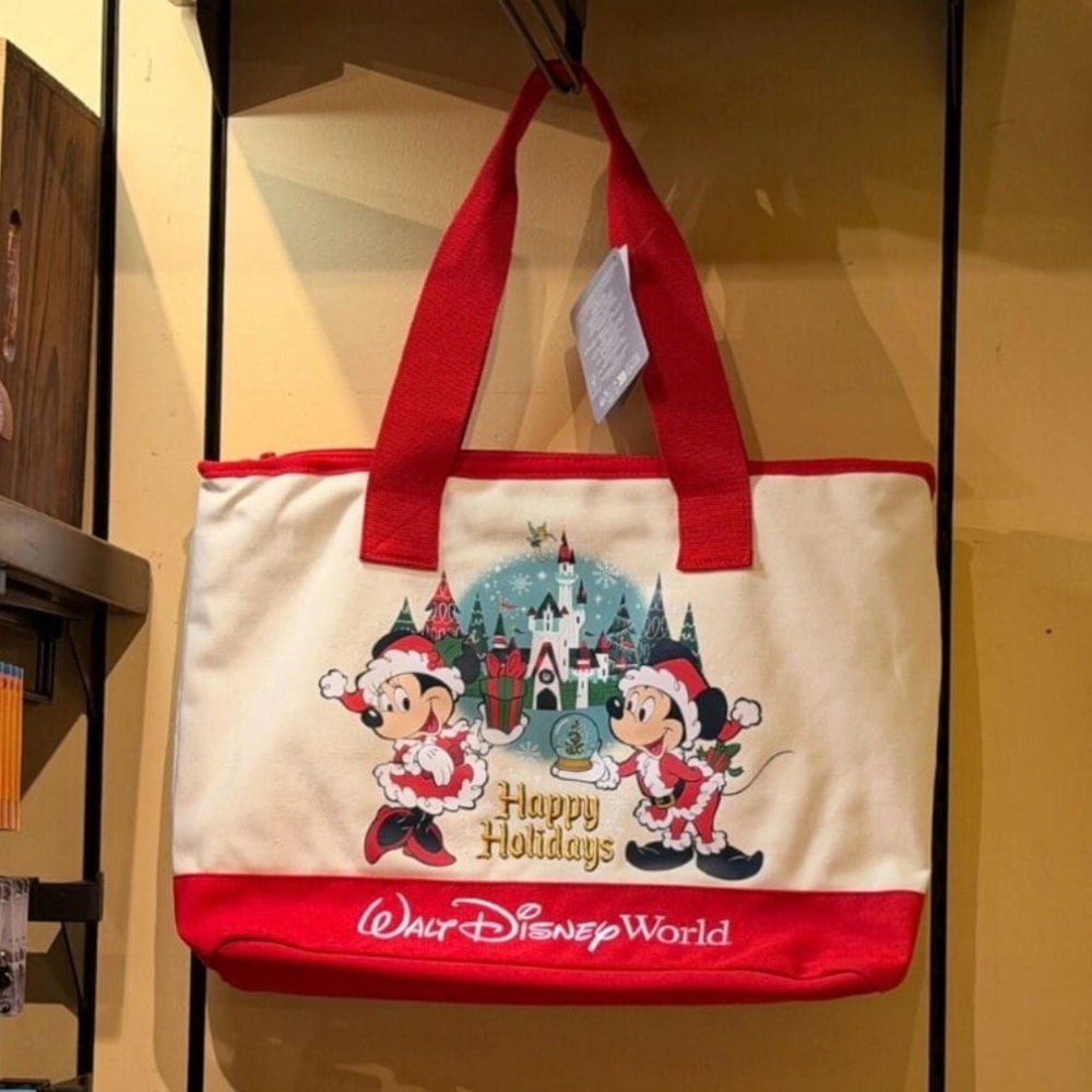 Disney Parks Mickey and Minnie Mouse Christmas Tote Bag - Picture 2 of 13